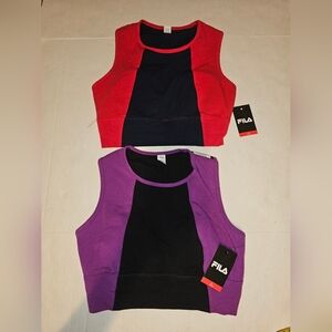 2 NWT FILA Women’s Sports Bras Red Purple SZ Small